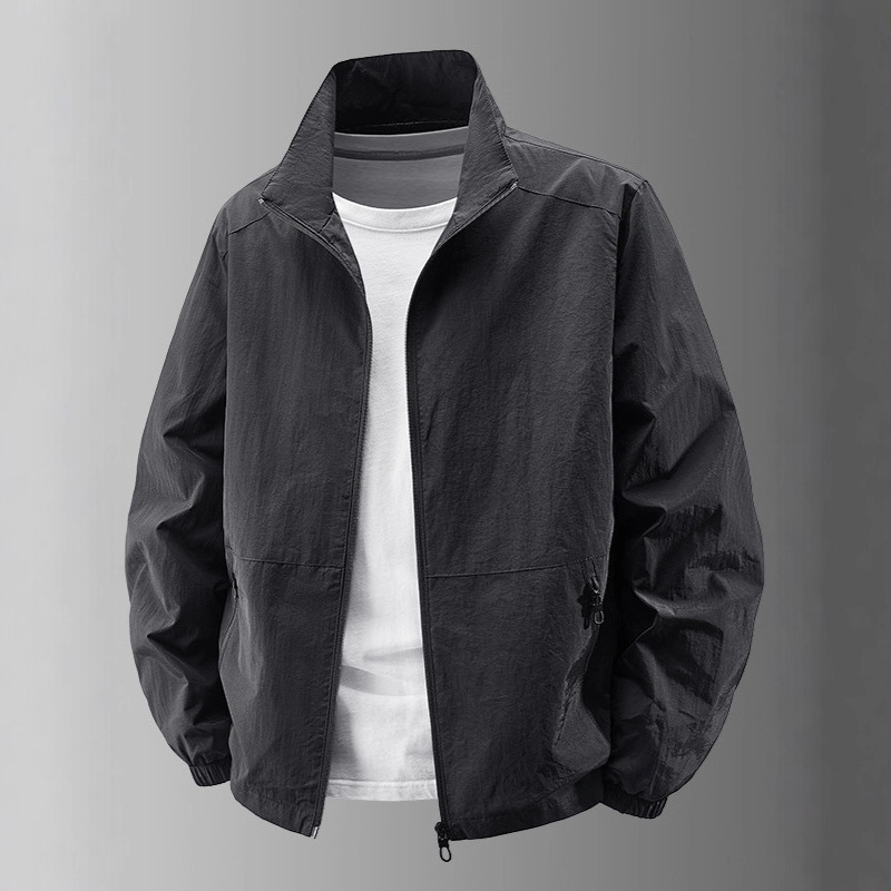 New Men's Spring and Autumn Outdoor Jackets, Casual Jackets, Men's Sports Tops, Stand-Up Collar, Quick-Drying, Thin Men's Clothing