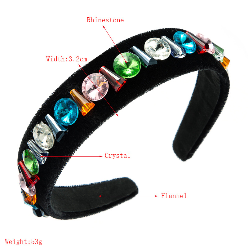 Baroque Flannel Inlaid Glass Diamond Headband display picture 1