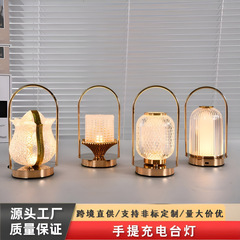 跨境手提台灯氛围灯LED水母灯笼简约轻奢小夜灯卧室客厅书桌摆件