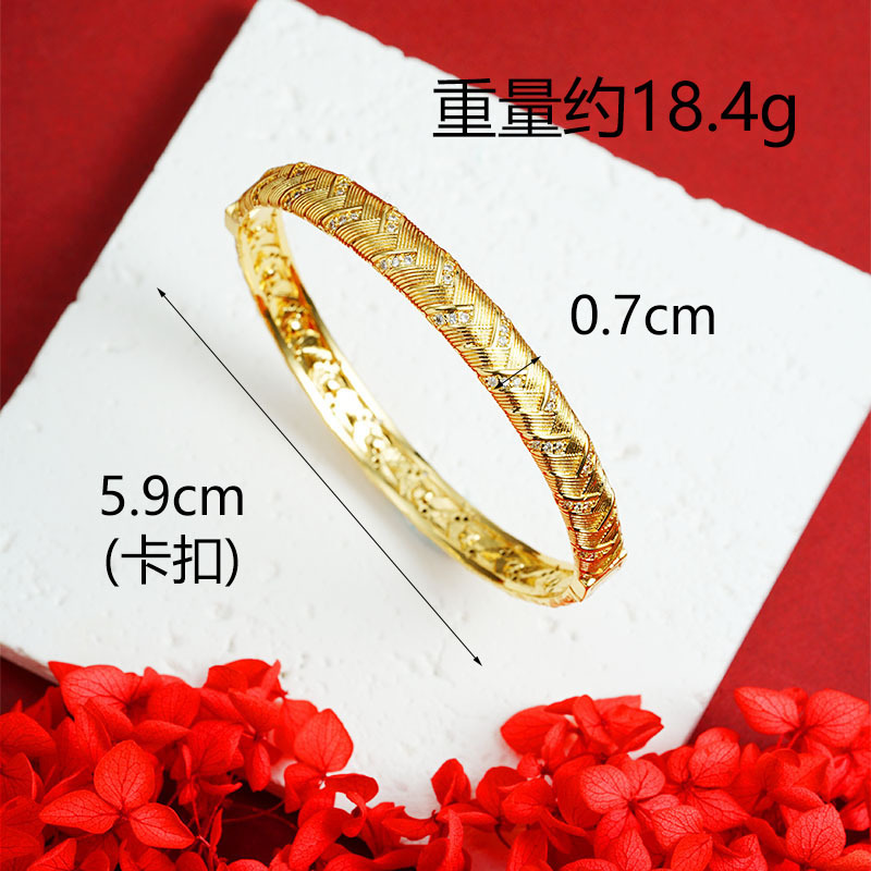 Nuevo brazalete de oro antiguo Fasha retro diamantes trenzas de textura de anillo de fijación conjunto de joyería de lujo ligero a largo plazo