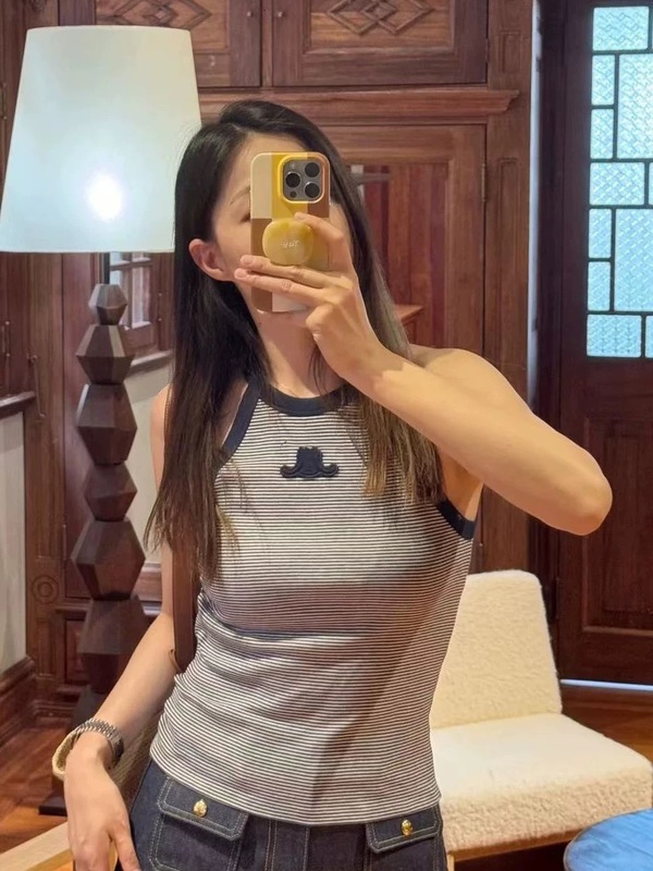 深セン南友ハイエンド婦人服 25 新しい CE 凱旋門ストライプカラーブロックベストスリム女性アメリカンスタイル|undefined