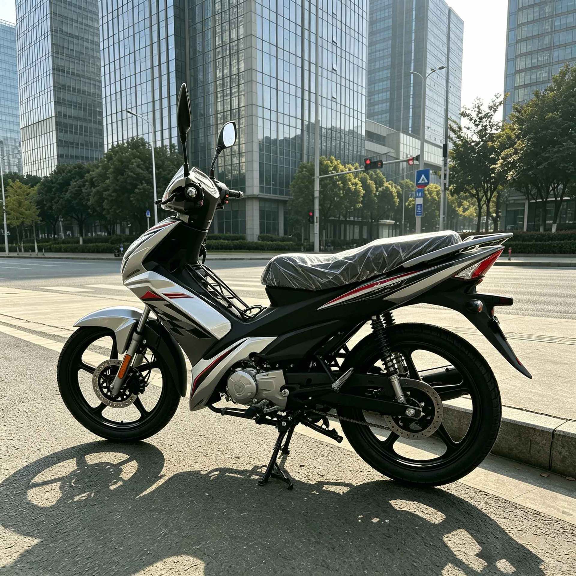 Foreign Trade Model Silver-Colored Two-Wheeled Motorcycle with Low Fuel Consumption, Strong Durability, and Good Rideability, Popular for Cross-Border Export to Africa