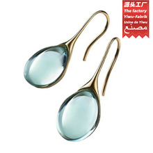 龙瑞跨境热卖水滴形镶嵌仿猫眼石耳坠四色简约镶宝石时尚耳环批发