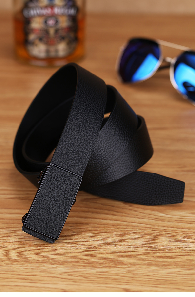 Men's Leather Belt New Style Genuine Cowhide Automatic Buckle Casual Trend Versatile Youth Men's Waist Belt Business Trouser Belt