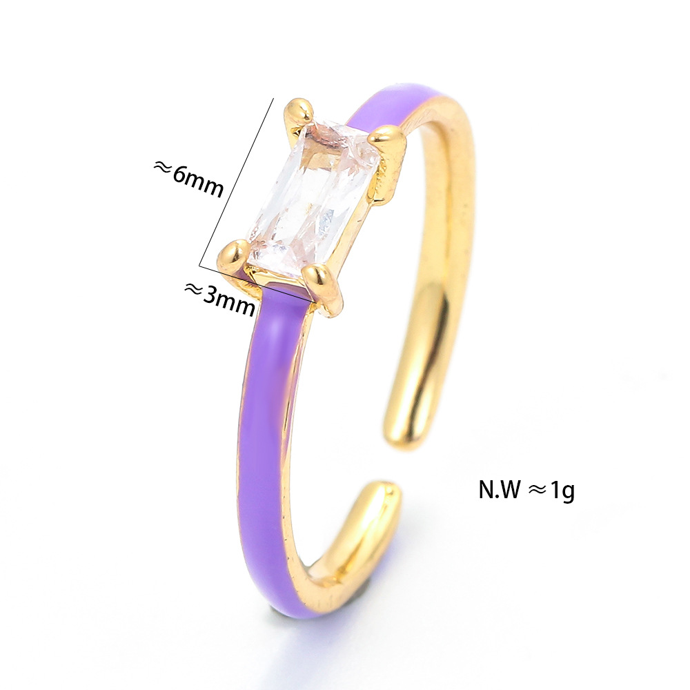 European and American color dripping oil opening adjustable square diamond ring wholesalepicture5
