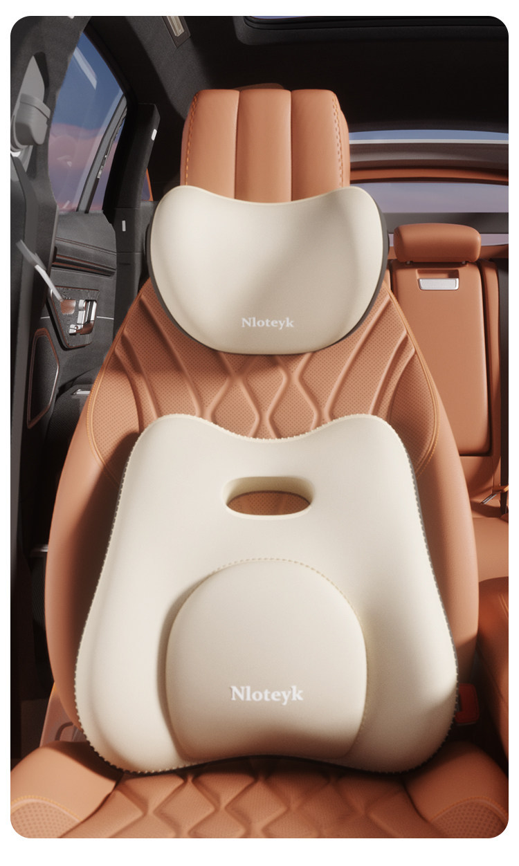 Car Headrest and Lumbar Support Set for Driver, Integrated Neck Pillow for Long Sitting, Seat Backrest Cushion