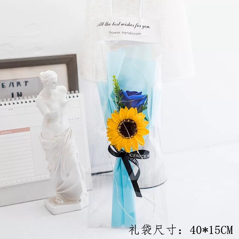 Regalos del día del maestro, flores de girasol, flores de jabón, regalos de vacaciones para maestros y maestros con tarjetas de felicitación al por mayor