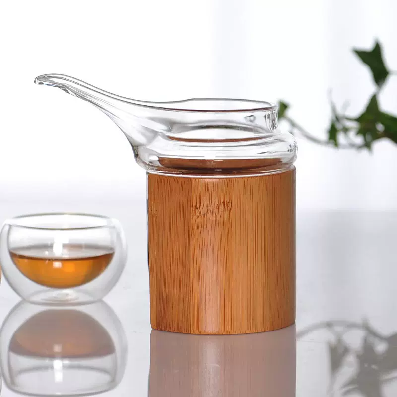 创意鹰嘴加厚玻璃公道杯竹筒隔热优质耐热分茶器功夫茶具公杯包邮