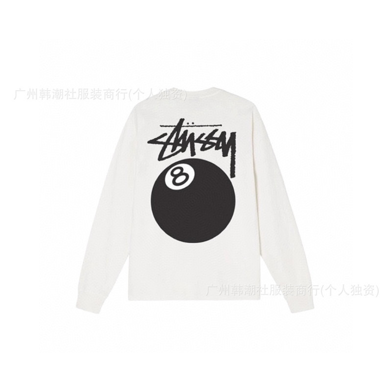 25S跨境斯图西长袖印花t恤美式潮牌STUSSY圆筒布休闲宽松男女同款|undefined