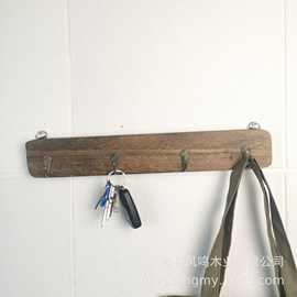 木质挂钩墙壁排钩壁挂墙上挂衣架玄关木质钥匙挂进门挂衣钩免打孔