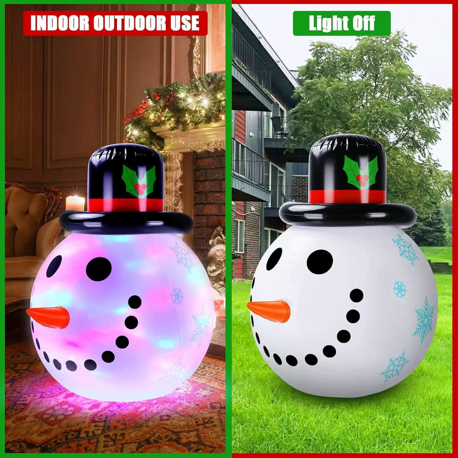 [Готовый запас] Надувной снежный шар со шляпой Надувной рождественский шар Трехмерный шар Открытый садовый колокольчик Рождественская вечеринка