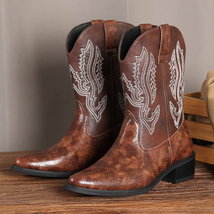 WS133 Cowboy Knight Boots Western Cowboy Boots Embroidered British Knights Boots Cross Border Wholesale