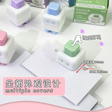 新款便携式可爱机器人单孔打孔器按压式迷你多功能打孔文具