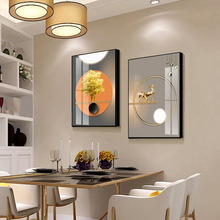 餐厅装饰画现代简约餐桌画新款时尚个性饭厅晶瓷镶钻两联轻奢挂画