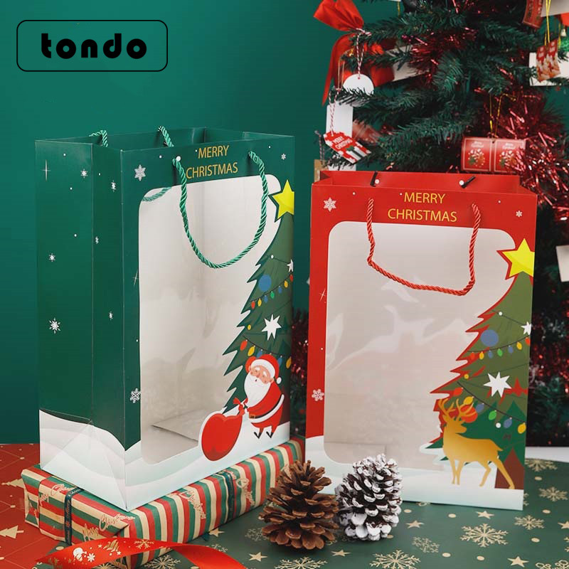 Tang De regalo de Navidad transparente Ventana de Navidad bolso floral ramo de regalo bolsa de fruta de la paz bolso