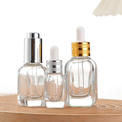 Brown essential oil bottle, square perfume bottle, cosmetic packaging bottle, brown spray lotion press glass bottle