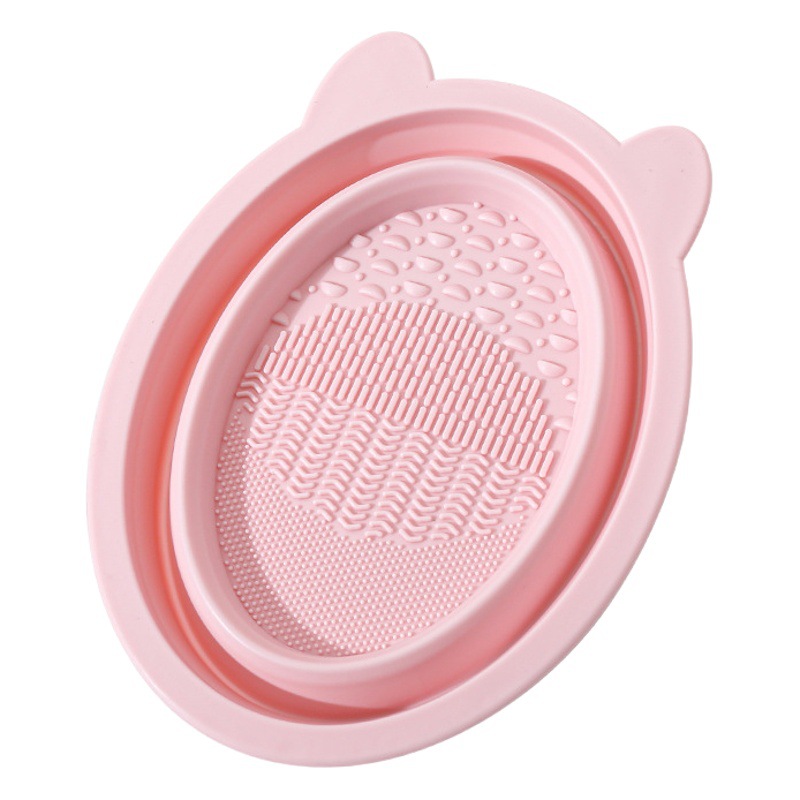 Maquillaje cepillo limpieza conjunto de tres piezas de silicona plegable cepillo tazón polvo puff belleza huevo limpieza herramienta artefacto secado red