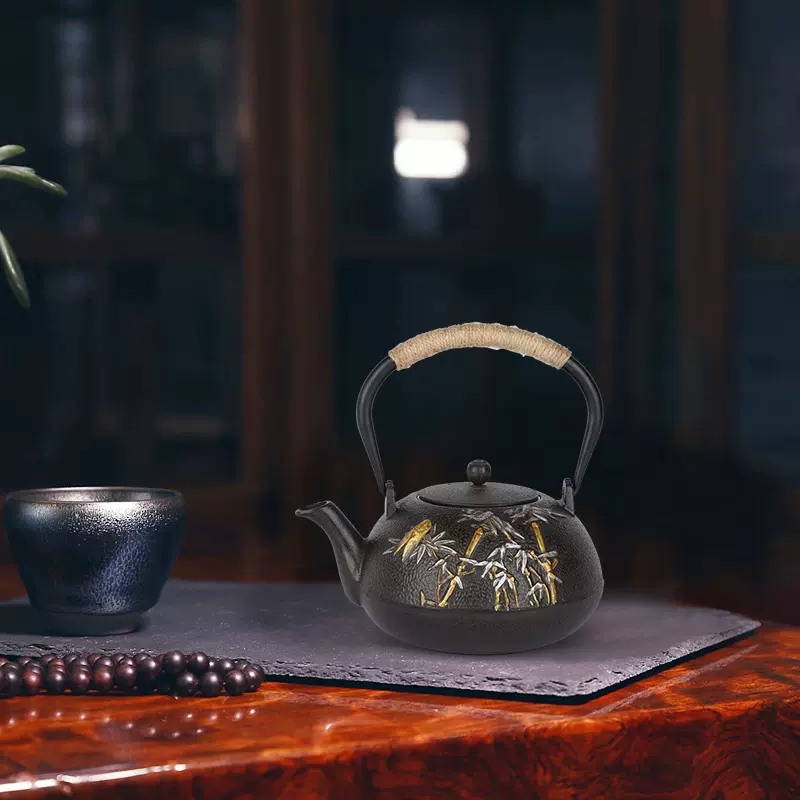 手工烧水煮茶双铜铸铁壶喜上眉梢铁茶壶户外围炉煮茶铁壶茶具批发