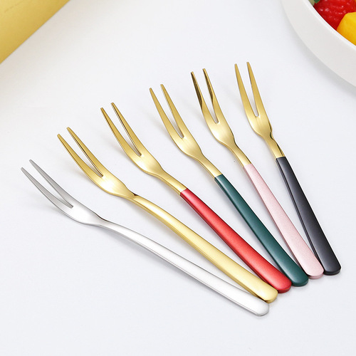 304 stainless steel thickened fruit fork and coffee spoon Korean household creative fruit pick internet celebrity dessert fork and spoon set