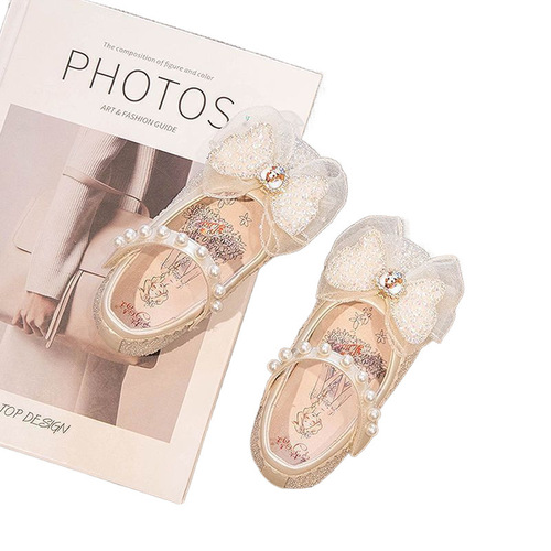 New Autumn Children's Princess Shoes for Girls, Elsa Leather Slip-on Shoes for Little Girls, Spring and Autumn Women's Shoes