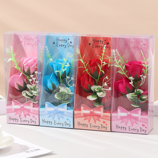Foreign Trade Mother's Day Small Gift Valentine's Day Artificial Flower Fake Flower Bear Flower Gift Rose Soap Bouquet Pvc Box