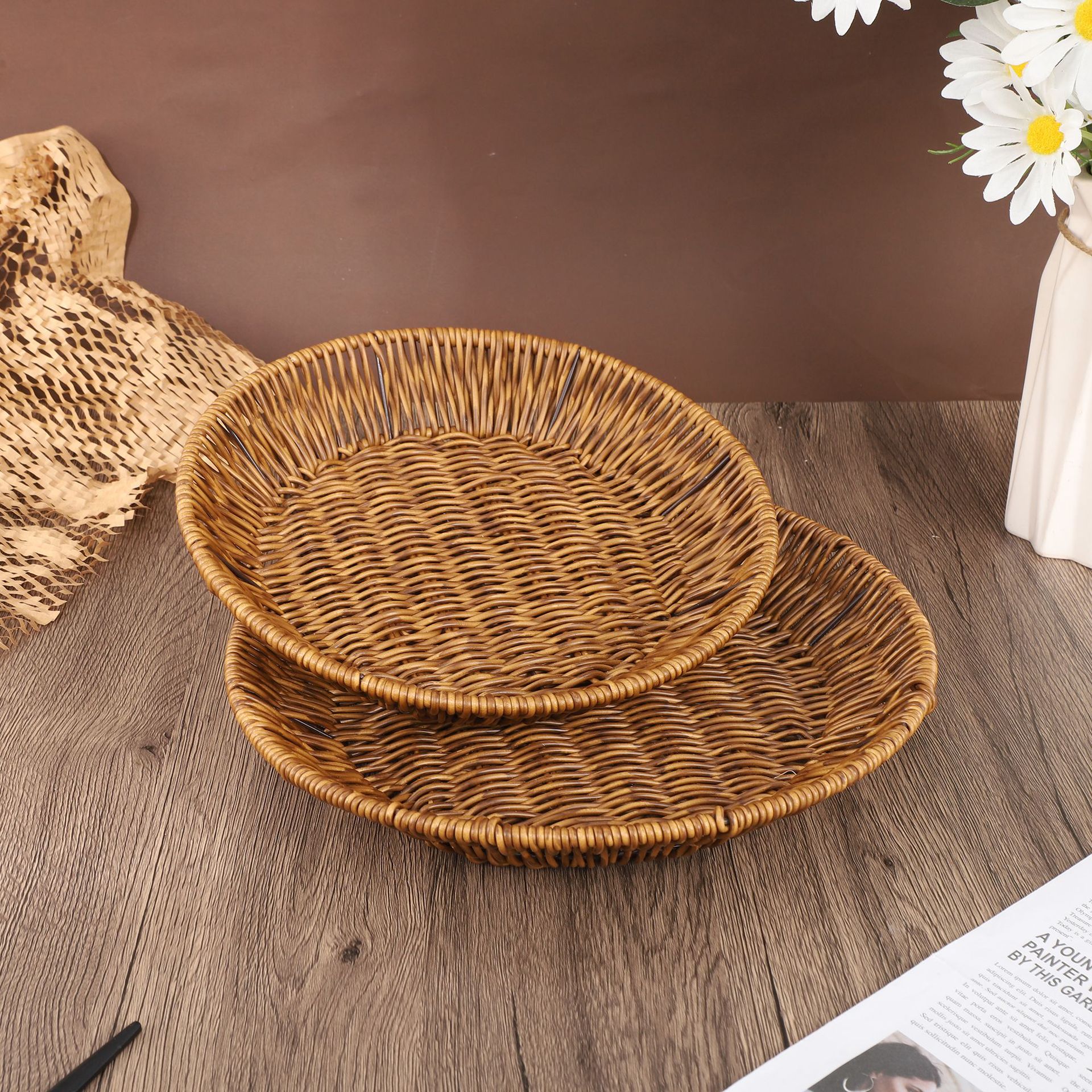 Shallow high circular snack basket iron storage basket snack basket…