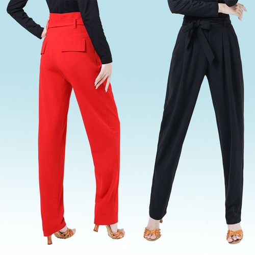 Spring and Autumn Jitterbug Square Dance Team Small Feet Elastic High Waist Team Uniforms Practice Performance Wear Pants to Show Slim Commuting Temperament