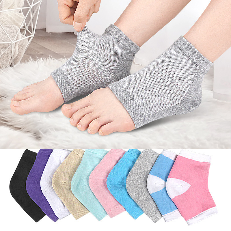Spot Gel Heel Anti-Crack Socks Mesh Breathable Cotton Socks Set Spa Heel Protection Half Heel Cover