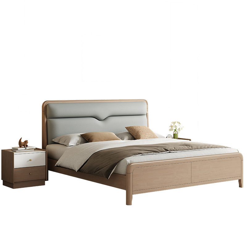 Cama de madera maciza dormitorio principal 1,8 m cama doble cama moderna minimalista 1,5 m cama de madera de caucho nórdico cama de estilo de registro