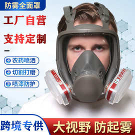 英文6800防尘毒全面具自吸过滤式全面罩大视野全封闭防护跨境批发