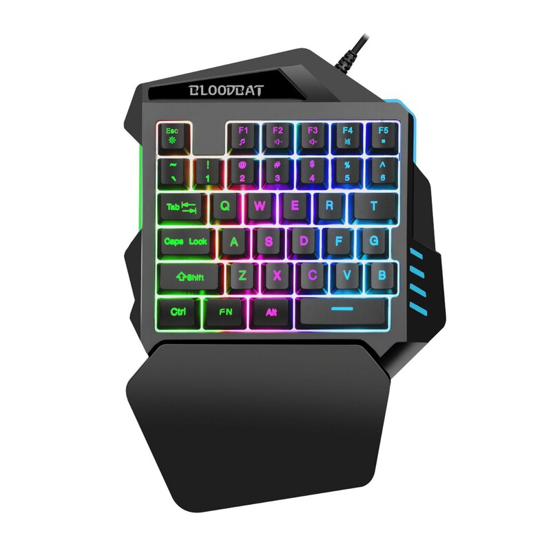 One-Handed Keyboard with 3-Color Backlight Mechanical Gaming Keyboard for Pubg Mobile Game, Mobile Keyboard, Gaming Console, Computer Cross-Mirror