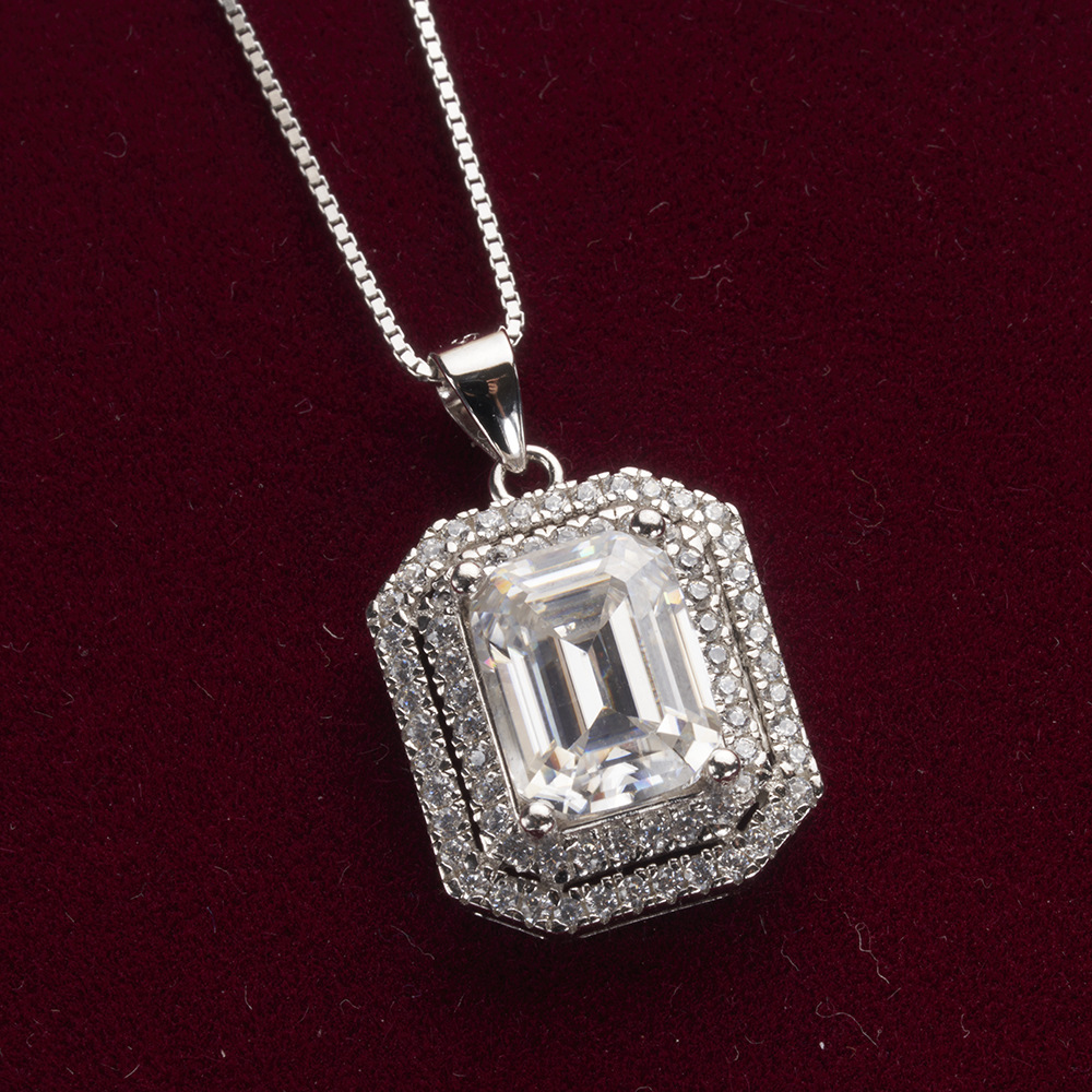 3 quilates esmeralda piedra de mosaico colgante de mujer S925 plata esterlina colgante rectangular colgante con certificado GRA