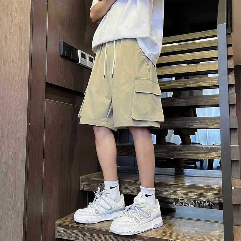 Thin Casual Shorts Men's Trendy Outer Wear Five-Point Pants Summer New Casual Versatile Workwear Sports Pants Black