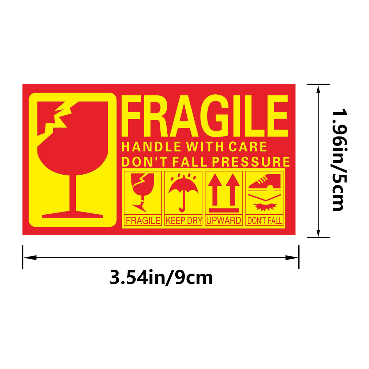 깨지기 쉬운 품목, 떨어뜨리지 마세요 라벨, 물건 떨어뜨리지 마세요, 누르지 마세요, 조심해서 다루세요, 중국어와 영어로 된 경고 스티커, 떨어뜨리지 않는 자체 접착 상자 스티커