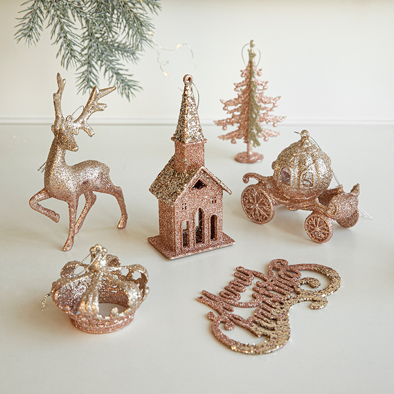 新款聖誕節裝飾品粉色獨角獸麋鹿房子聖誕樹掛件小掛飾裝飾小紅書