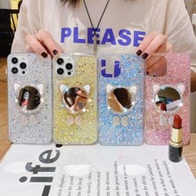 iPhone13Pro手機殼適用蘋果12化妝鏡11水鑽XR兔子貓咪8plus保護套