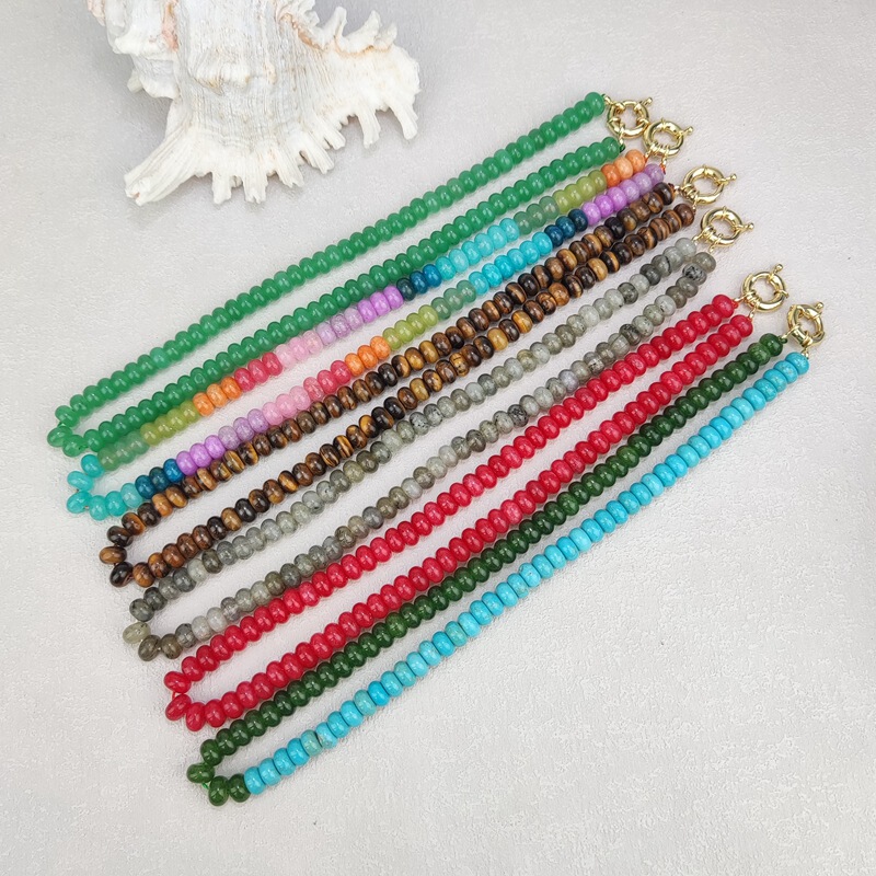 New Natural Stone Black, Red, Blue, and Green Colorful Abacus Bead Necklace DIY Choker Clavicle Chain Cross-Border Aliexpress Wholesale New Natural Stone Black, Red, Blue, and Green Colorful Abacus Bead Necklace DIY Choker Clavicle Chain Cross-Border Aliexpress Wholesale
