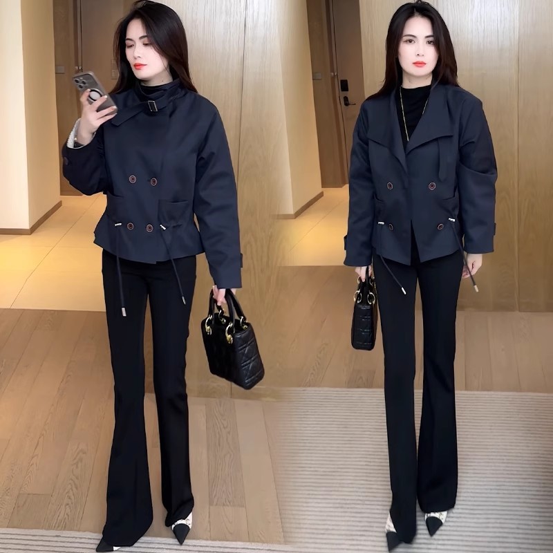 短款风衣女2025秋季新款时尚小个子高级感洋气质上衣双排扣短外套|undefined