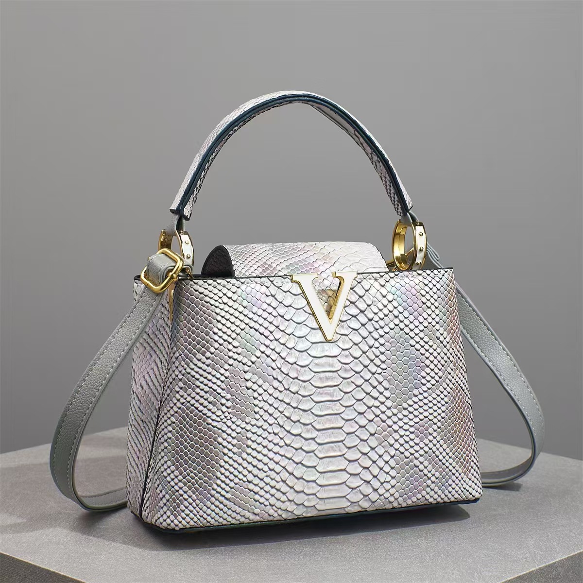 Bolso cruzado de nuevo color con estampado de serpiente Bolso de mensajero de hombro retro de moda Bolso Tote de gran capacidad europeo y americano