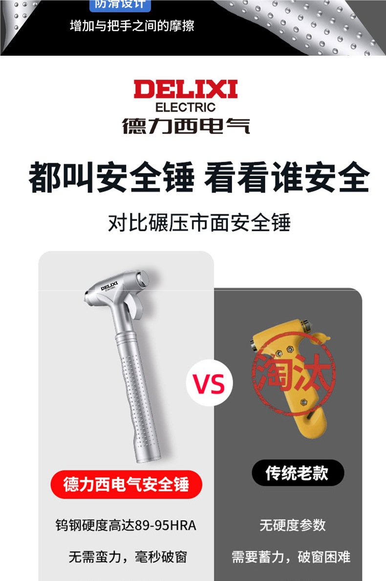 Delixi Electric Car Safety Hammer Vehicle Window Breaker Escape Device Car Window Glass Breaker Vehicle Fire Hammer