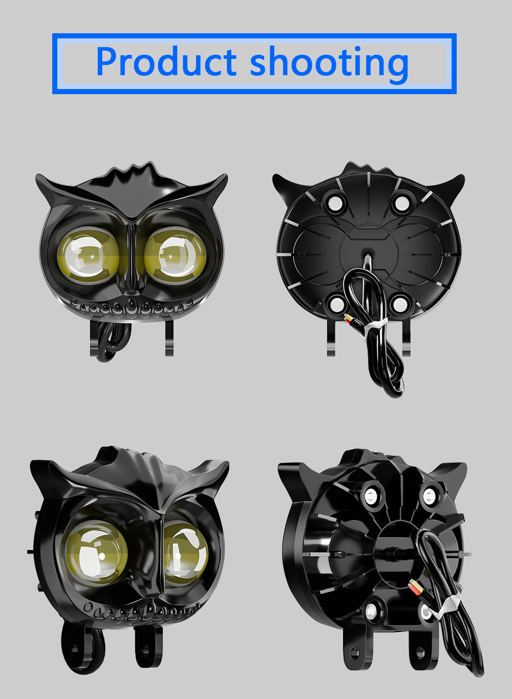 New wide-voltage motorcycle headlight, dual-color high and low beam LED spotlight for motorbikes and electric vehicles