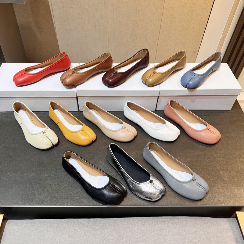 Guangzhou High-End Genuine Sheepskin Pig's Hoof Split-Toe Flat Ballet Shoes Tabi Thong Loafers Guangzhou High-End Genuine Sheepskin Pig's Hoof Split-Toe Flat Ballet Shoes Tabi Thong Loafers