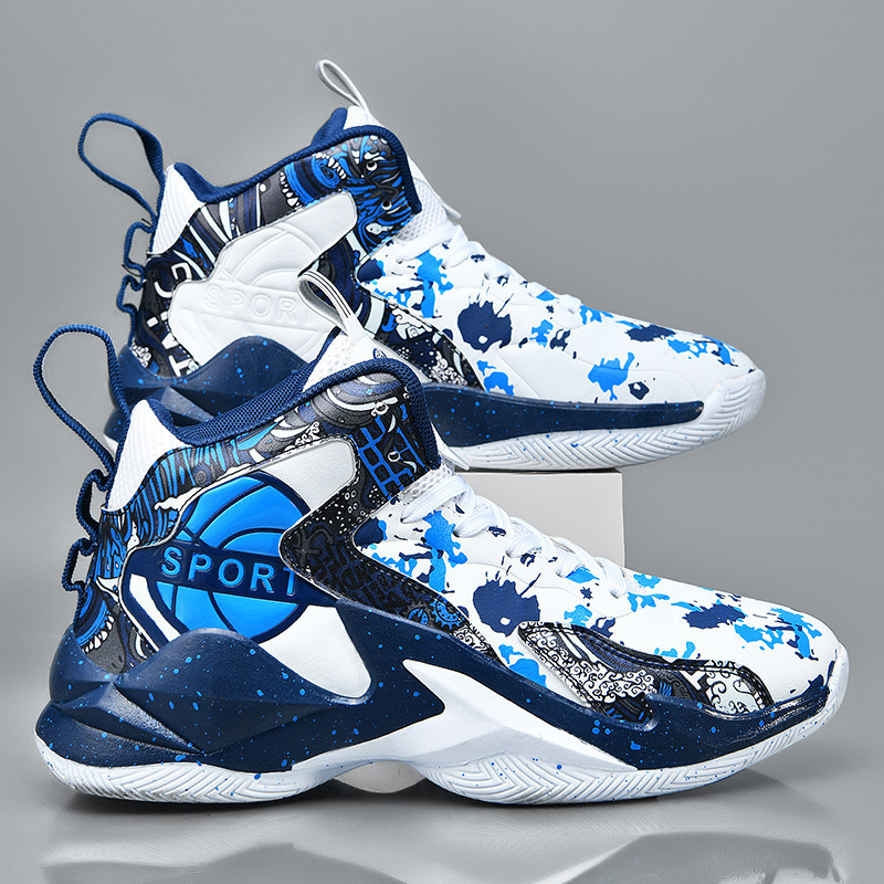 Spring New Leather Basketball Male Students Running High Top Outdoor Sports Shoes, Practical Training Shoes for Men_voghion.com