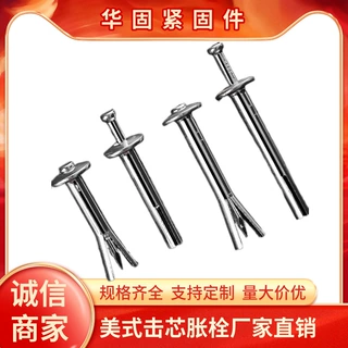 美式击芯膨胀钉快速钉防盗窗安装插片壁虎打入式敲击膨胀