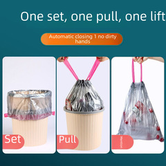 Thick Black Trash Bags for Hotels, Motels, Homes, Kitchens - Disposable Continuous Roll, Easy Tear, Flat Mouth, Handle with Drawstring