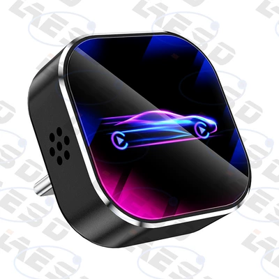 Simsiz CarPlay və Android Auto Apple Wireless Carplay Box - q1a-type-c-port-black-iridescent-car-logo-metal-glass-wireless-carplay-android-auto-2-in-1-adapter-overseas-version-only