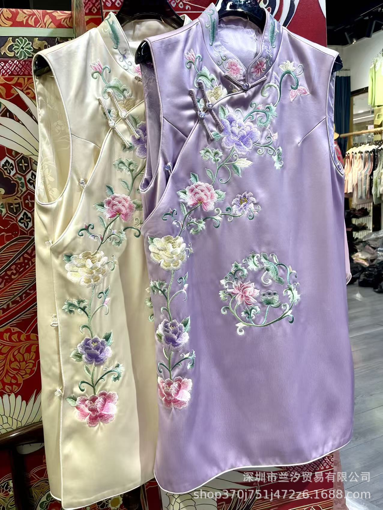 9007 New Chinese-Style Improved Floral Suzhou Embroidery Acetate Small Qipao