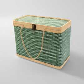 长方形竹篮子月饼篮粽子篮鸡蛋礼盒包装手提竹制编织可定批发