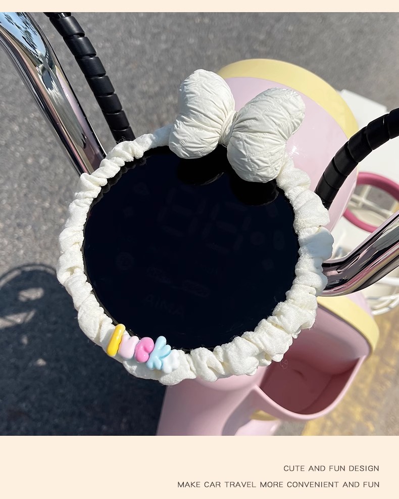 Bowknot Puff Electric Vehicle Headlight Protective Cover Decoration for Tailing, Aima, Yadea Electric Bikes, Cute Accessories for Women