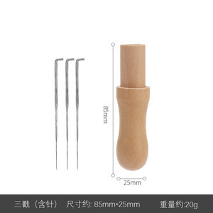 羊毛フェルトスタンパー（針付きウッドカラーウッドスタンパー） 手芸用フェルトニードルペン 木製パンチニードルホルダー|undefined